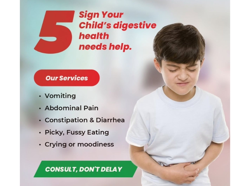Kids digestive health doctor near Gurugram treating vomiting, abdominal pain, constipation, diarrhea and picky eating in children