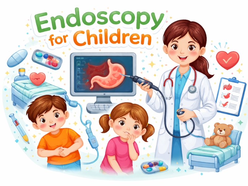 Pediatric gastroenterologist in Gurgaon examining child for digestive health issues