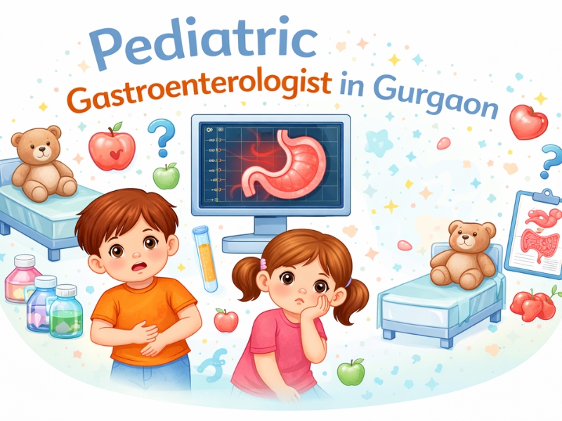 Pediatric gastroenterologist in Gurgaon examining child for digestive health issues